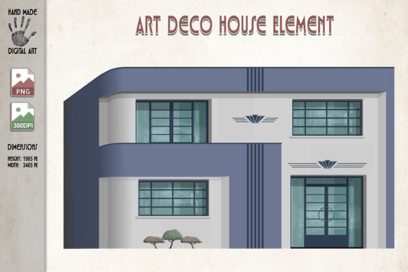 Art Deco House Clip Art - PNG Graphic