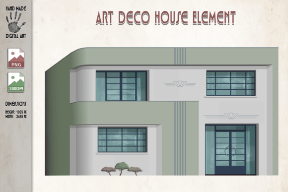 Art Deco House Clip Art PNG Graphic