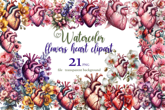 Celebrating Summer with the Watercolor Heart Flowers Clipart Bundle