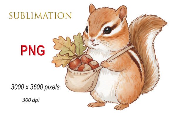 Cute Chipmunk, Watercolor Autumn PNG: A Versatile Asset for Seasonal Design