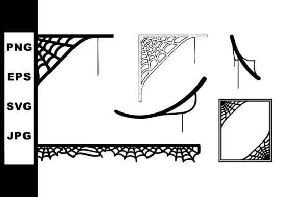 Decorative Black Spider Web Corner and Border: A Stylish Vector Set for Designers