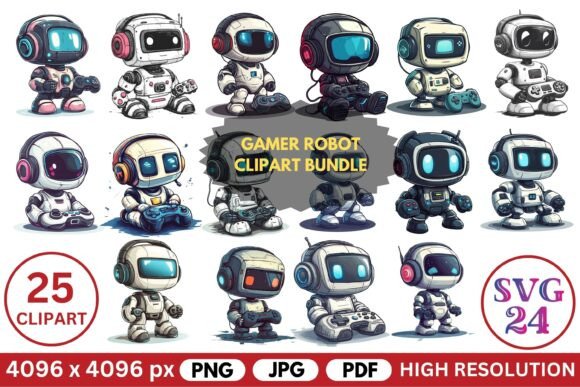 Evaluating the Gamer Robot Clipart Bundle for Digital Print and Merchandise