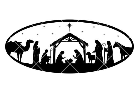 The Christmas Nativity Scene Vector Illustration