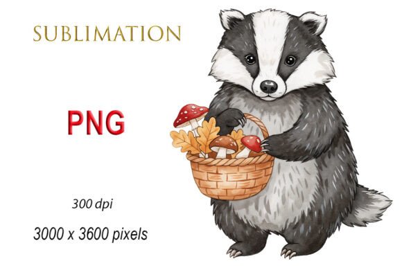 Watercolor Badger, Autumn Season PNG: A Creative Resource for Designers
