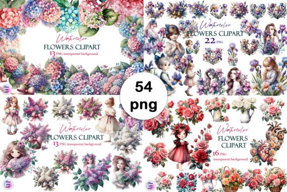 Watercolor Spring Flowers Clipart Png